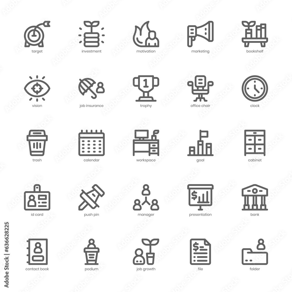 Business and Corporation icon pack for your website, mobile, presentation, and logo design. Business and Corporation icon outline design. Vector graphics illustration and editable stroke.