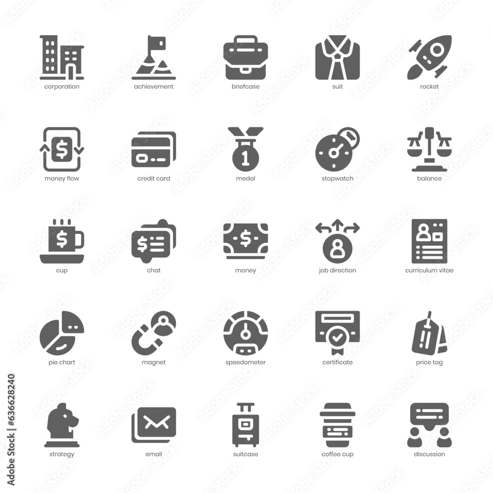 Business and Corporation icon pack for your website, mobile, presentation, and logo design. Business and Corporation icon glyph design. Vector graphics illustration and editable stroke.