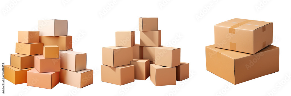 Cardboard boxes on transparent background