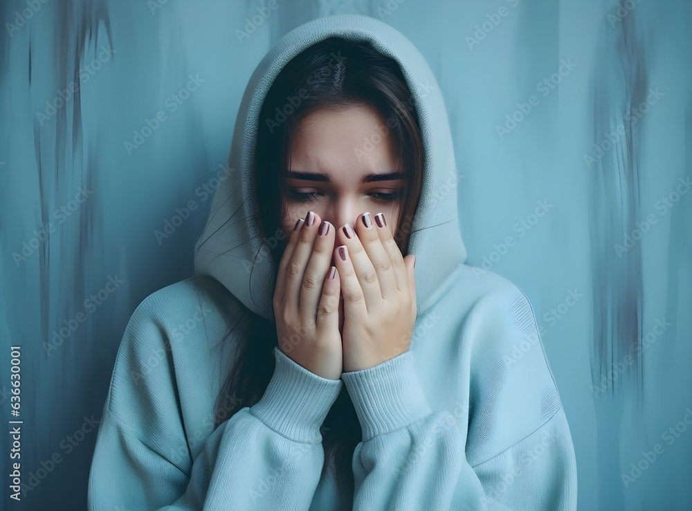 Closeup portrait photo of young crying attractive woman with unhappy ...