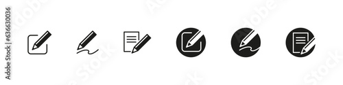 Edit pencil vector icon. Editing text document or image symbol set.
