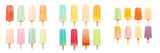 Multi colored wooden popsicle sticks sticks for ice cream bars isolated on transparent background