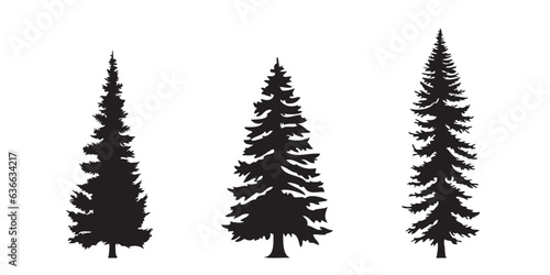 set of fir tree silhouette isolated vector illustration