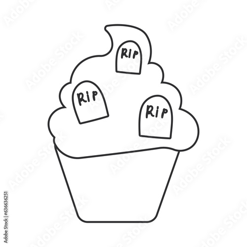 cupcake sweet halloween coffins line icon element