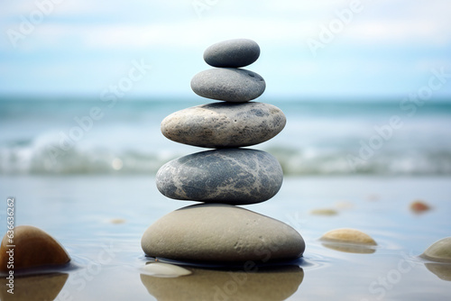 Stacked rocks on the beach