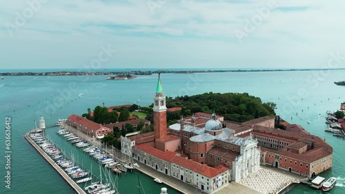 Aerial view of San Giorgio Maggiore Island in Venice, Italy (ID: 636636412)