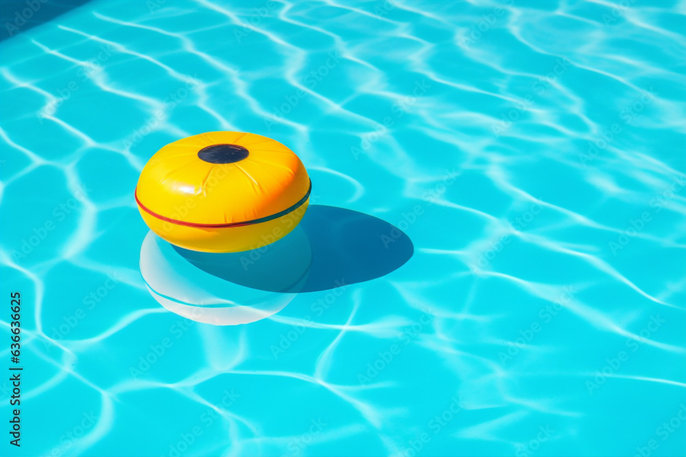 rescue sunlight float vacation circle ring pool resort yellow water. Generative AI.