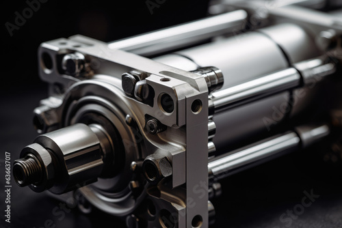 Unveiling the Intricate Machinery: A Macro Perspective of a Robust Pneumatic Cylinder Assembly photo