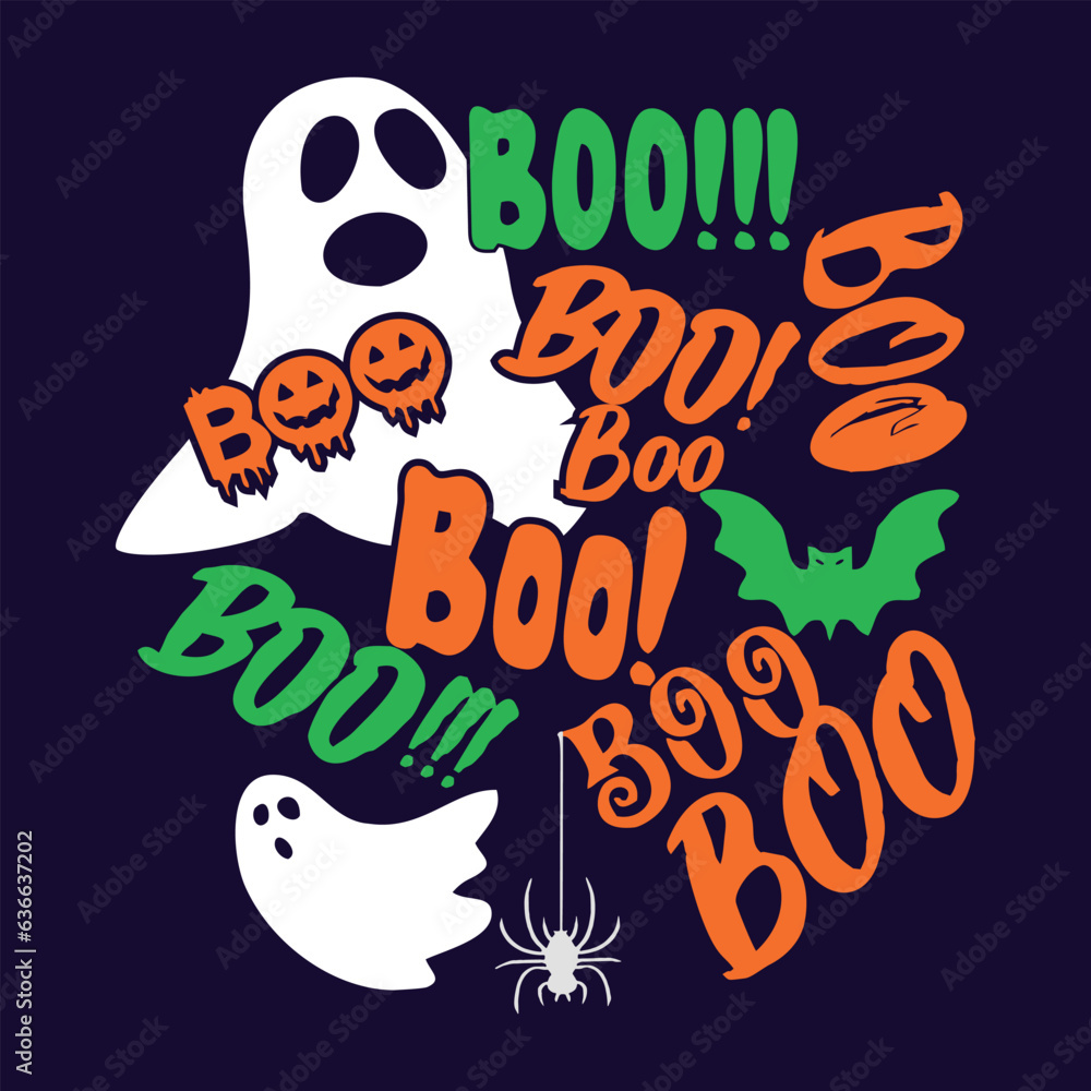 Ghost Boo. Funny Halloween T-shirt Template 