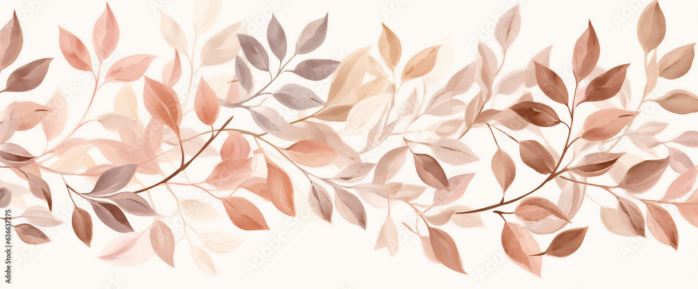 Fototapeta premium watercolor autumn orange background nature leaf seasonal september plant fall decoration. Generative AI.