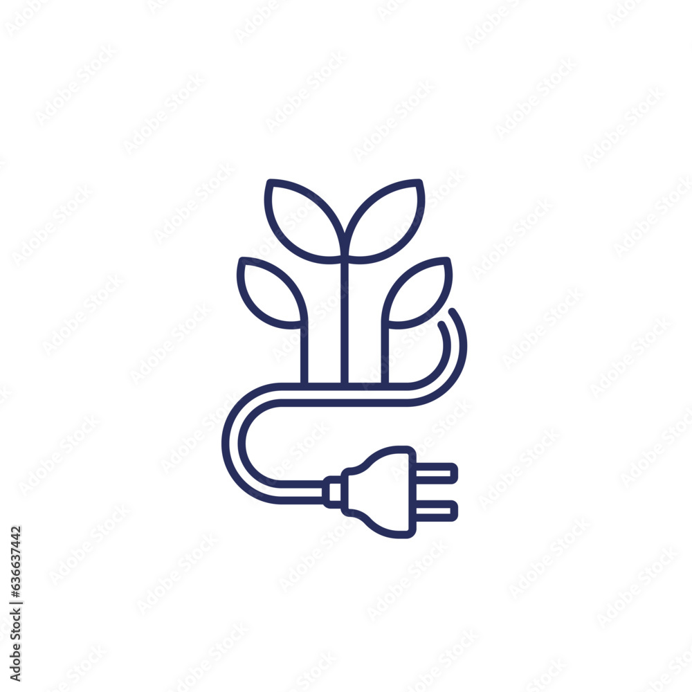 bioenergy and renewable energy line icon with electric plug bioenergy and renewable energy line icon with electric plug