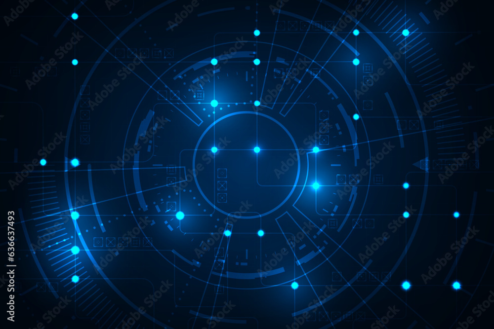 Fototapeta premium Vector blue abstract digital circuit hi tech technology with concept communication.