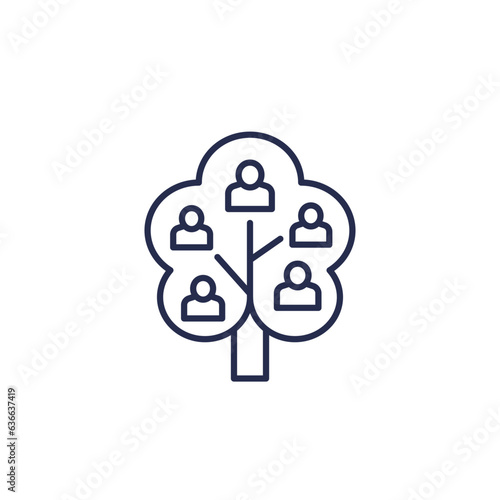 genealogy tree line icon, vector pictogram