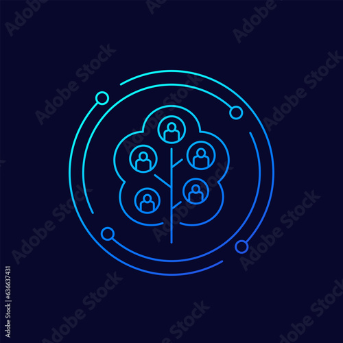 genealogy tree icon, linear design