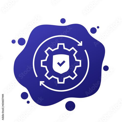 secure operation icon with a gear, vector