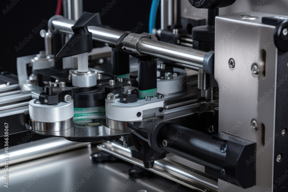 Unveiling the intricate precision of a labeling machine, as labels flawlessly adhere to products with microscopic intricacy. Unveiling the intricate precision of a labeling machine, as labels flawlessly adhere to products with microscopic intricacy.