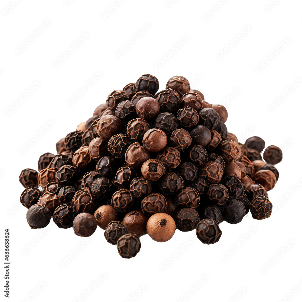Pile of black pepper seeds isolated on transparent background Pile of black pepper seeds isolated on transparent background