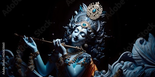 Lord Krishna Playing Flute, janmashtami, Illustration, Generative A.I  photo