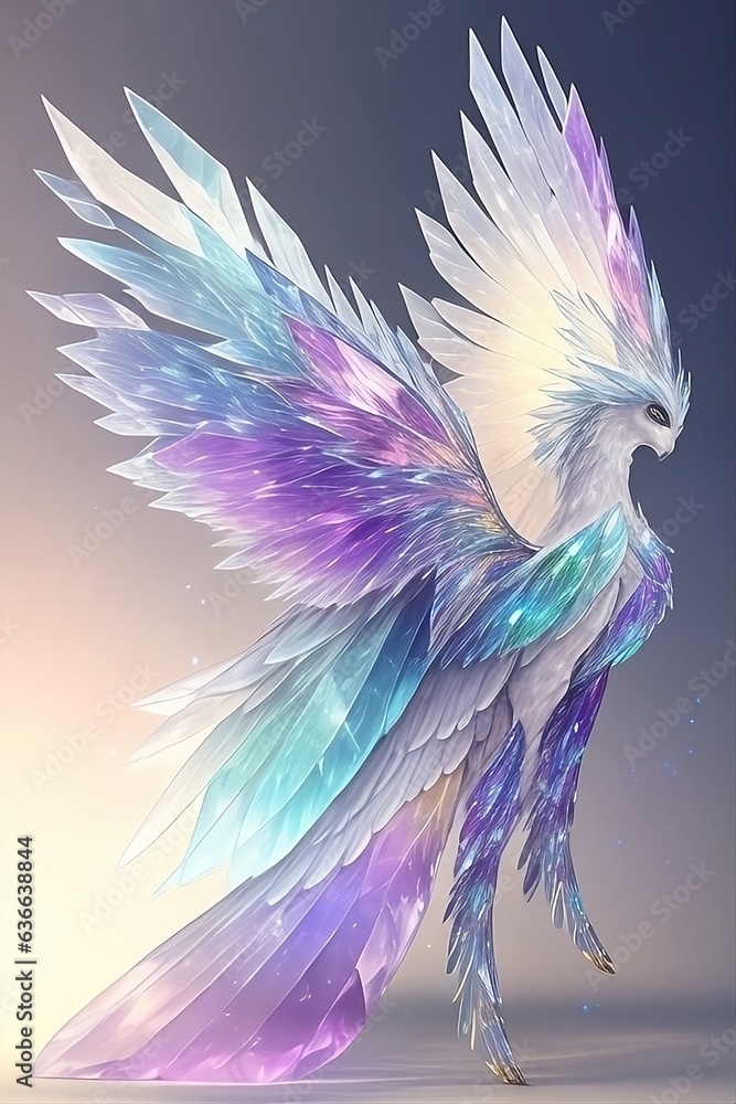 Obraz premium Crystalwing Seraph: Luminescent Guardian of Prism Realms ,crystal man , crystal boy , crystal women , crystal girl