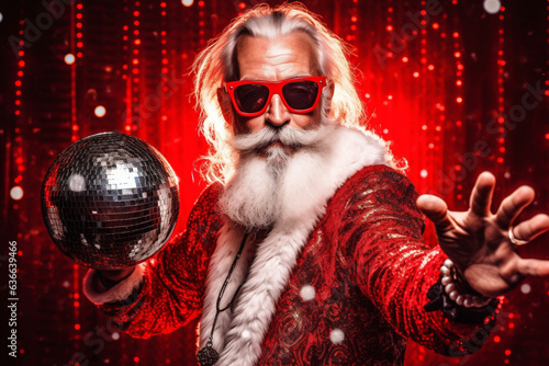 man santa holiday celebration red party christmas fun glasses hat trendy. Generative AI.