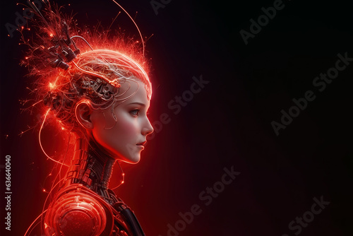 Beautiful female robot with artificial intelligence