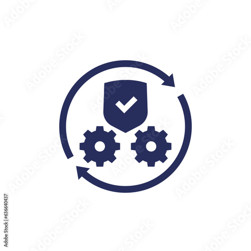 secure operation icon with gears and a shield