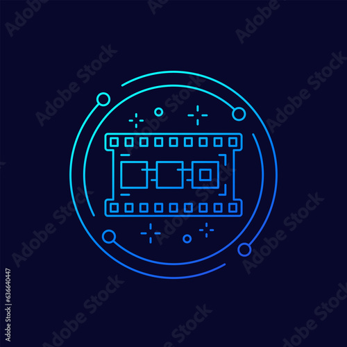 video editing icon, linear design