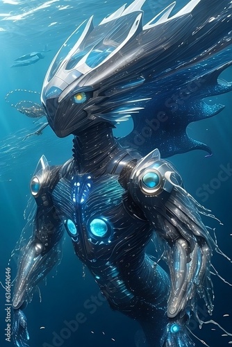 water robot , sea robot , sea creature , aqua man , water gardian photo