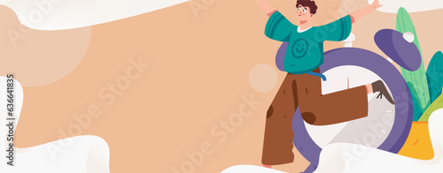 Vector internet operation illustration of people exercising and running healthy
