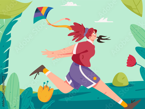 Vector internet operation illustration of people exercising and running healthy 