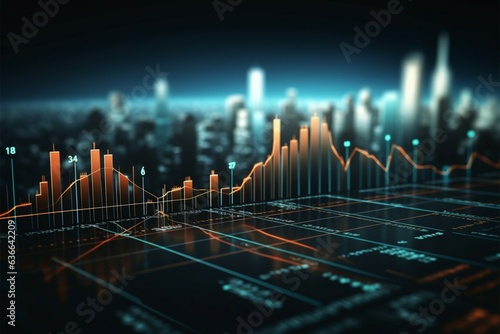 Visual representation of business and stock market performance over time Generative AI photo