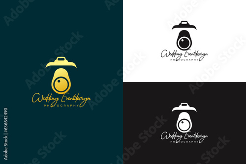 Creative camera photography logo design, signature logo concept  vector template