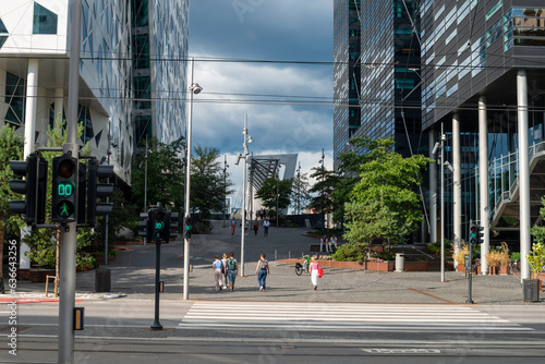 Traffic lights at the Barcode Project in Oslo