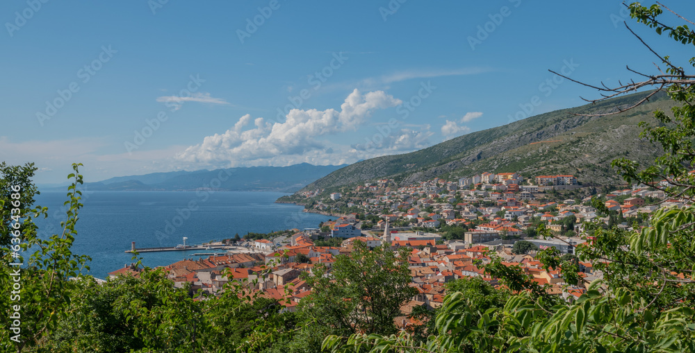 Croatia city on seaside landscape at summer