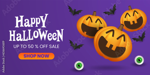 Happy halloween sale promotion banner vector template