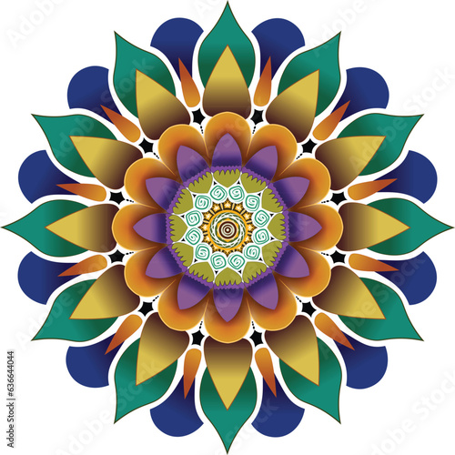 Colorful mandala pattern design on white background