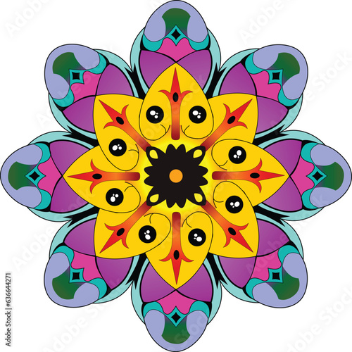 Abstract colorful mandala design in white background