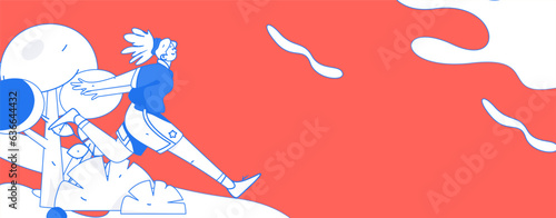 Vector internet operation illustration of people exercising and running healthy
