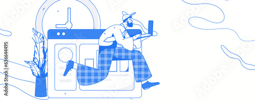 Vector internet operation illustration of people exercising and running healthy
