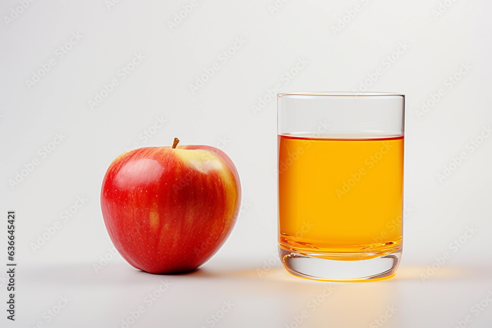 Glass apple juice and apple on white. Glass apple juice and apple on white.