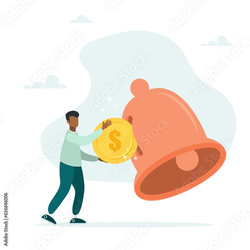 The customer placed a coin on the subscription bell. Subscription business model, the customer subscribes to the online service and pays a regular price, a membership fee for using the software. 