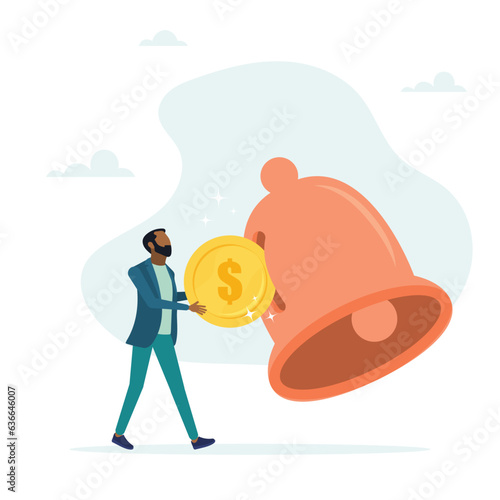 The customer placed a coin on the subscription bell. Subscription business model, the customer subscribes to the online service and pays a regular price, a membership fee for using the software. 