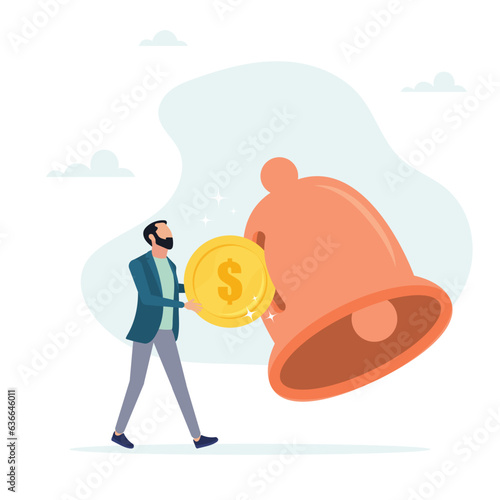 The customer placed a coin on the subscription bell. Subscription business model, the customer subscribes to the online service and pays a regular price, a membership fee for using the software. 