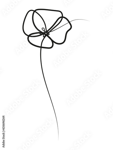 Poppy Flower in One Line Art Drawing