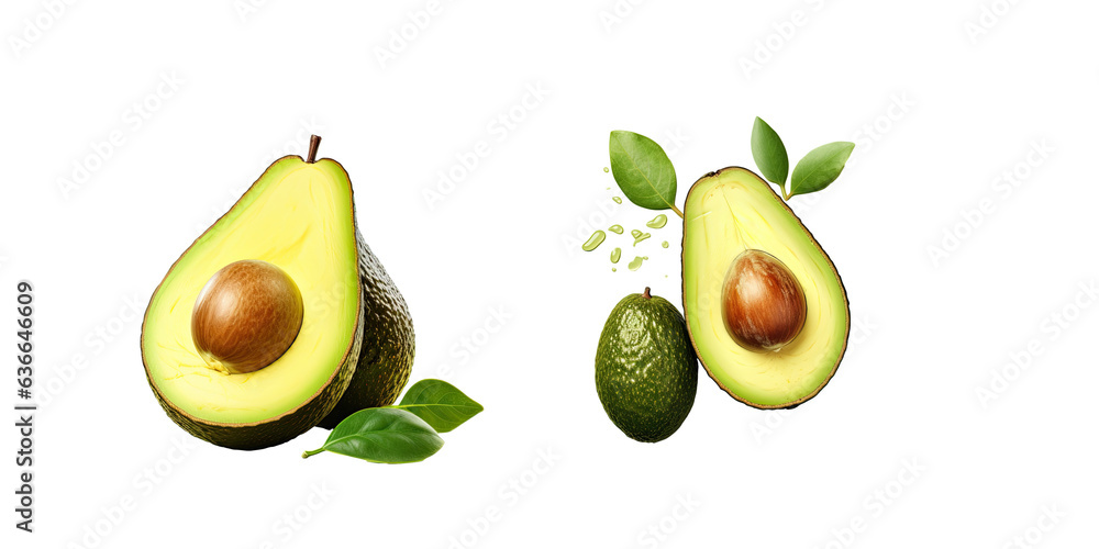 Close up of organic avocado isolated on transparent background Close up of organic avocado isolated on transparent background