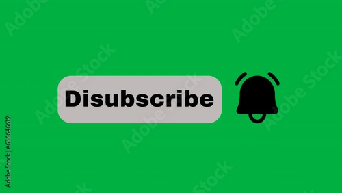 Mouse Clicking a Subscribe Button and Bell Notification with a green screen Background. photo