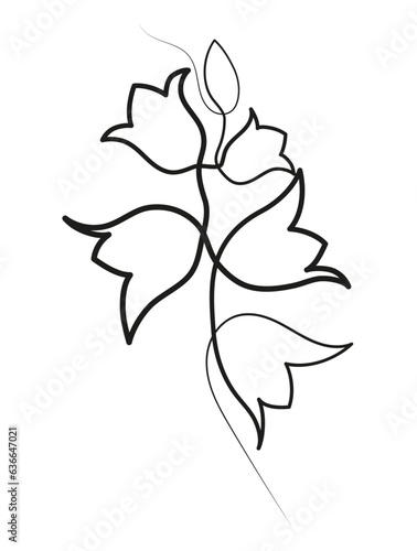 Bluebell Flower in One Line Art Drawing
