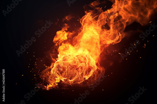 Flames, bonfire and fire, balefire and campfire, burn and burning, illustration. Generative AI. Fiery, flaming, blaze, fireball and wildfire and blazing, image
