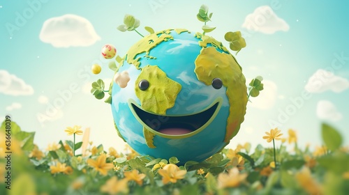 World Smile Day 3D cartoon illustration,AI generated.