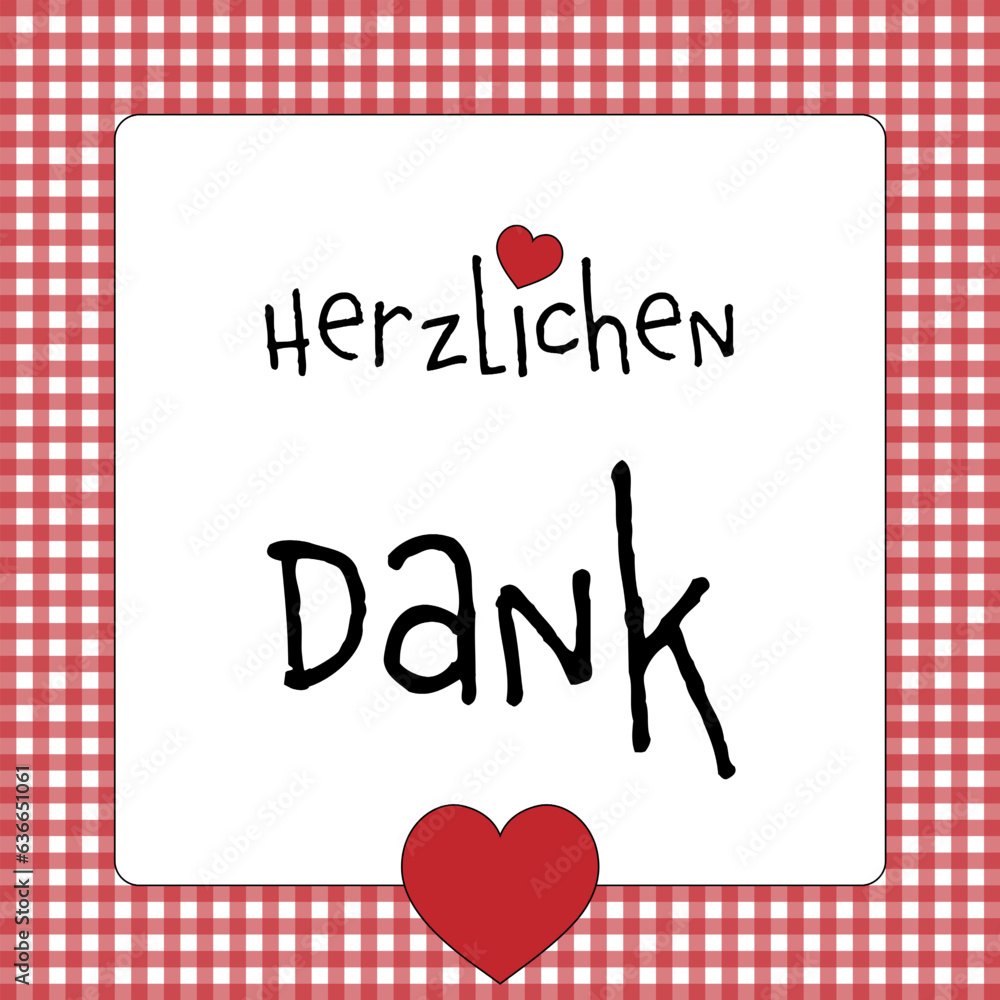 Dank Dir Groß Oder Klein Herzlichen Dank - Schriftzug in deutscher Sprache. Quadratische